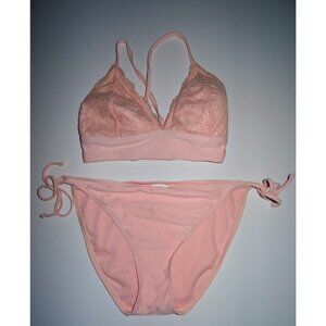 XHILARATION Pale Pink Lace Bikini Matching Set D/DD XL Bottom